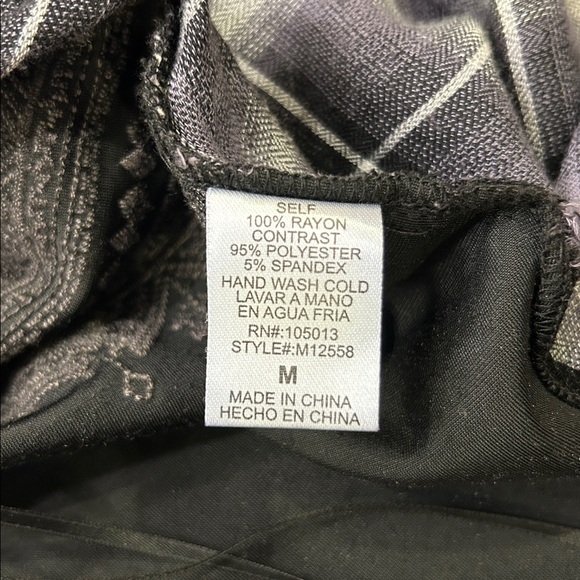 Andree by Unit Plaid Velvet Floral Embroidered 3/4 Sleeve Button Down Top - Picture 9 of 10